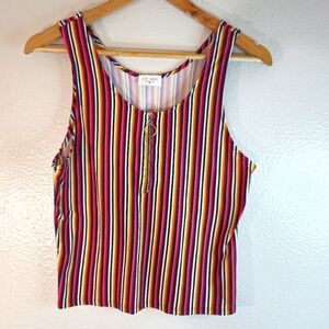 Ivy Rose Striped Sleeveless Crop Top